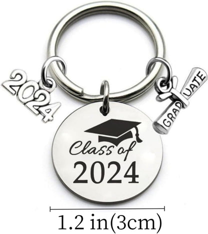 Graduation Keychain Unique Class of 2025 Key Chains Funny Grad Student Gifts from Teacher Stainless Steel Keyring