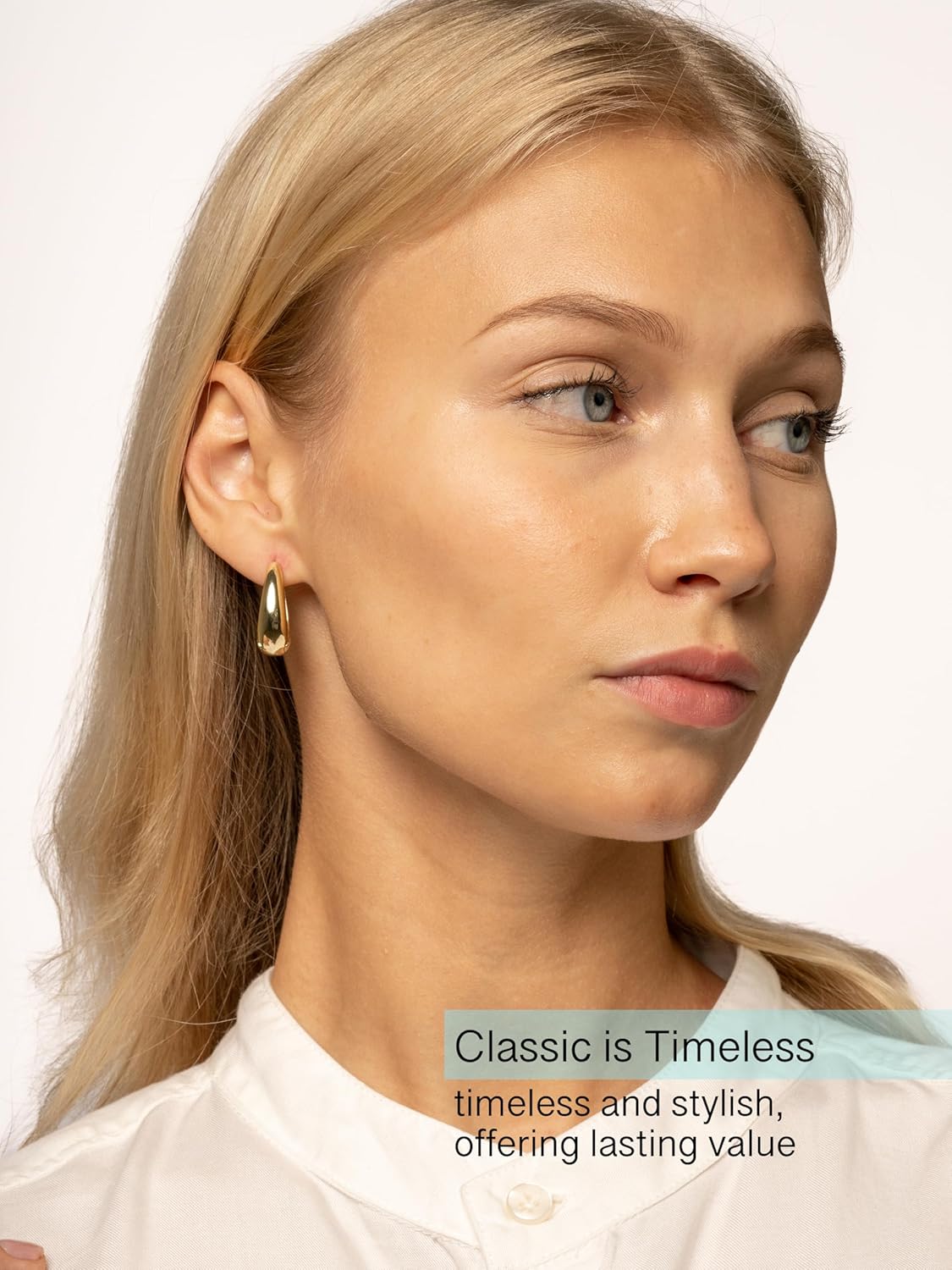 Altitude Boutique 18K Small Chunky Gold Hoops | Thick Oval Tube Earrings | Lightweight, Hypoallergenic Open Hoop Earrings For Women