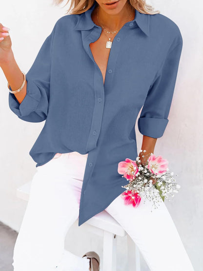siliteelon Button Down Shirts for Women Dress Shirts Long Sleeve Wrinkle-Free Blouse Casual Solid Office Work Tunic Top