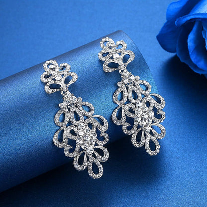 mecresh Wedding Teardrop Dangle Earrings Crystal Rhinestone Beaded Chandelier Earrings for Brides Gold