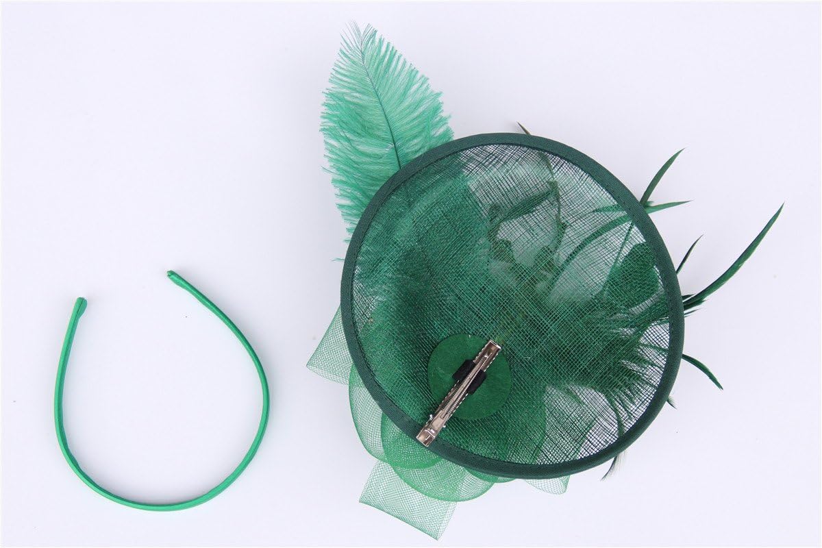 SAFERIN Women's Fascinators Feathers Tea Party Hat Veil Headband with Hair Clip for Cocktail Church