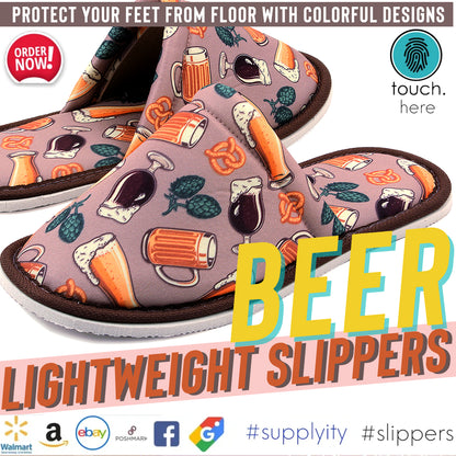 Chochili Men Beer Home Slippers Beige Yellow Lightweight Silent Walk Size 8 to 10