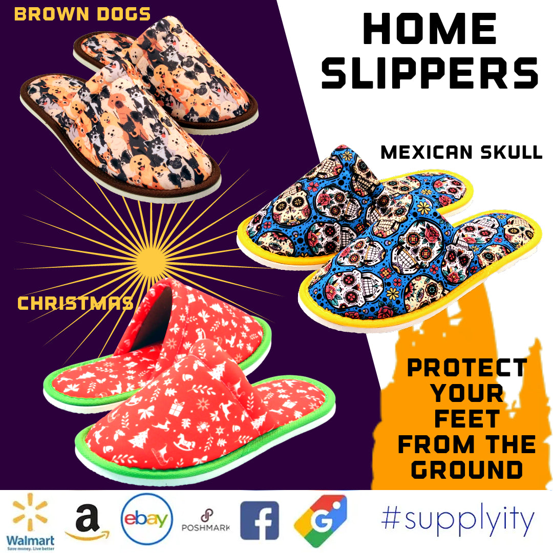 Chochili Men Brown Dog Home Slippers Brown Black Lightweight Silent Walk Size 8 to 10