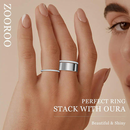 2-Pack 14K Gold Plated Stacking Rings for Oura Ring Gen 4/Oura Ring Gen 3, Cubic Zirconia Simulated Diamond Oura Stack Rings for Women