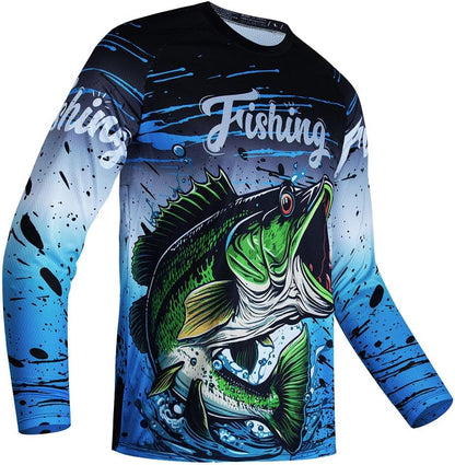 Mens Fishing Shirt Long Sleeve, Fishing Jerseys Fish Tshirts - Breathable, Cooling, Light-Weight