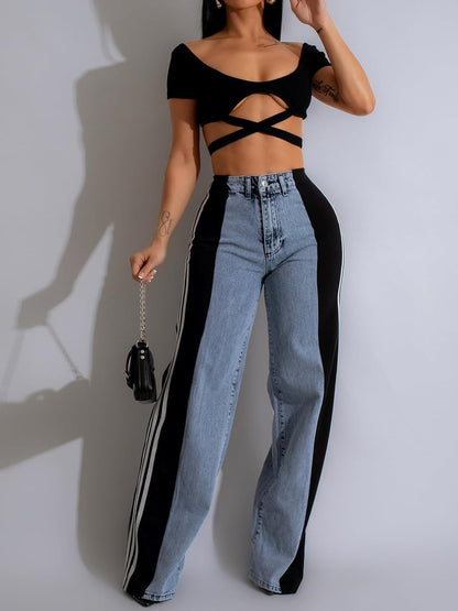 Y2k High Waisted Straight Jeans for Women - Colored Baggy Pants 2000s Style