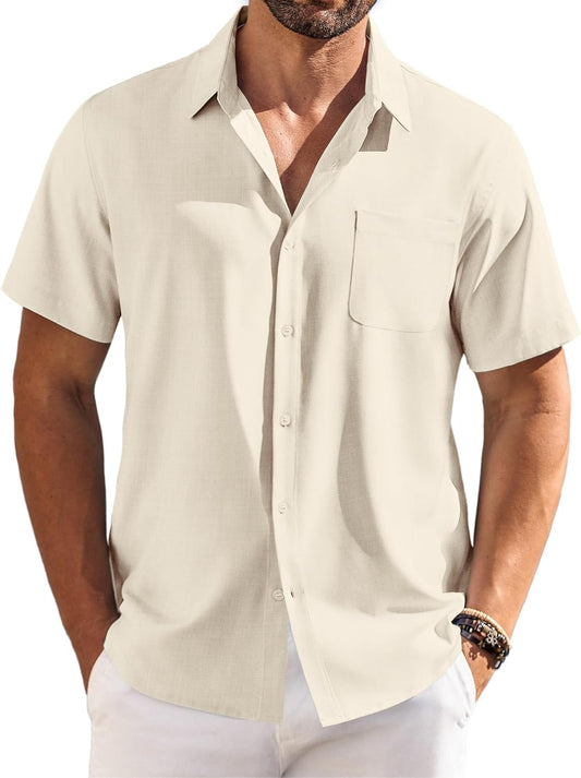 COOFANDY Shirts for Men Short Sleeve Button Down Shirt Casual Summer Beach Shirts