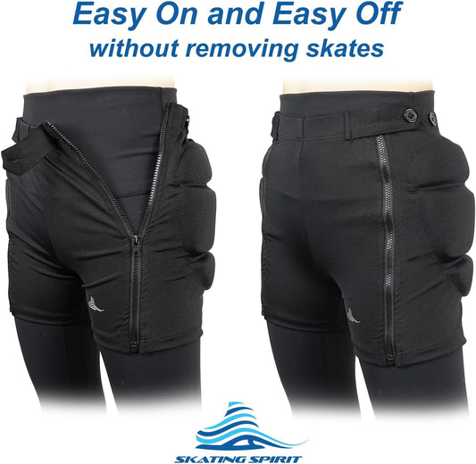 Zip-on Zip-Off Padded Shorts Protective Crash Pants Tailbone Hip Butt Pad for Skating Skateboarding Skiing