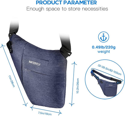 WATERFLY Sling Crossbody Chest Bag: Slim Anti-Theft Cross Body Bag Over Shoulder Backpack Stealth Side Pack Man Woman