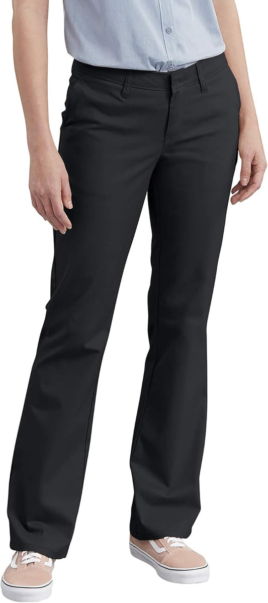 Dickies womens Flat Front Stretch Twill Pant Slim Fit Bootcut
