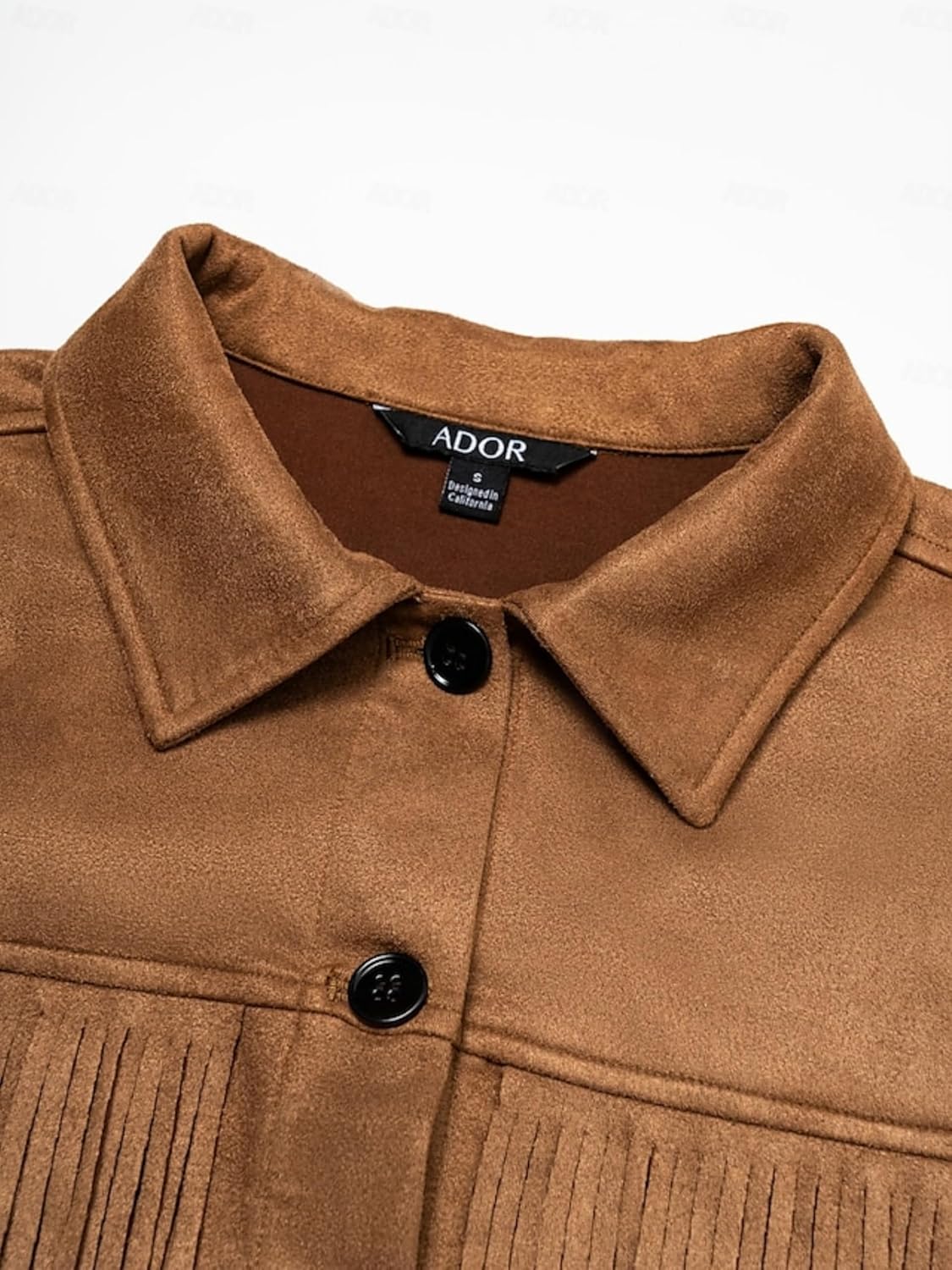 ADOR Faux Suede Jacket Women Fringe Casual Button Down Long Sleeve Cowgirl Style Coat for Fall Outfits