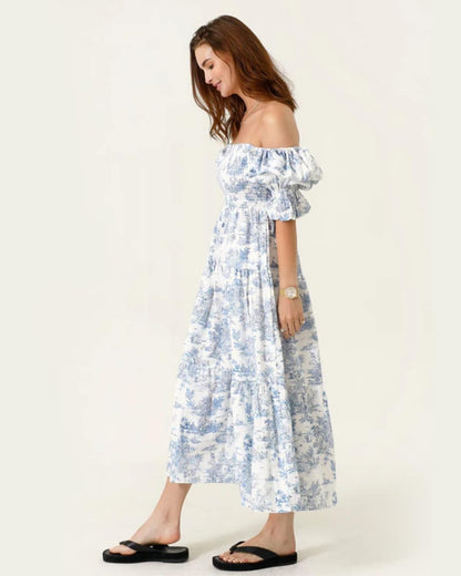 NOTHING FITS BUT Women’s Cotton Linen Kiko Pregnancy Maternity Dress, Casual Floral Maxi Maternity Gown for Baby Shower