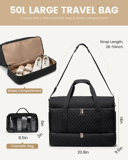 LOVEVOOK Large Travel Duffle Bag, Weekender Bags for Women With Shoe Compartment, Overnight Hospital Bag For Women Labor Delivery, Carry on Bag Personal Item Travel Bag, Yoga Gym Duffel Bag