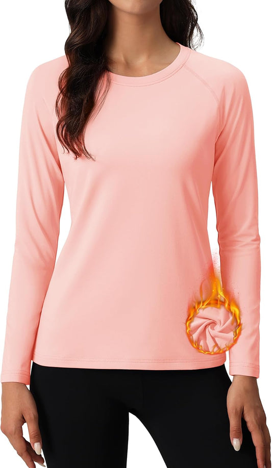 MAGCOMSEN Women's Thermal Shirts Fleece Lined Undershirt Long Sleeve Tops Warm Workout Winter Base Layer