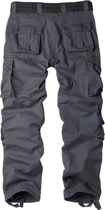 AKARMY Men's Casual Cargo Pants Military Army Camo Pants Combat Work Pants with 8 Pockets