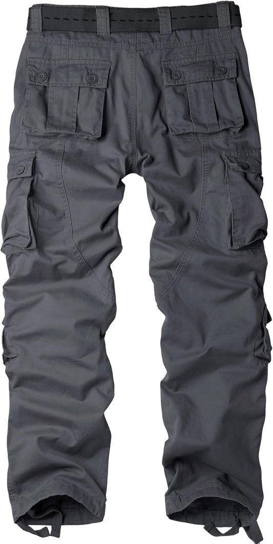 AKARMY Men's Casual Cargo Pants Military Army Camo Pants Combat Work Pants with 8 Pockets