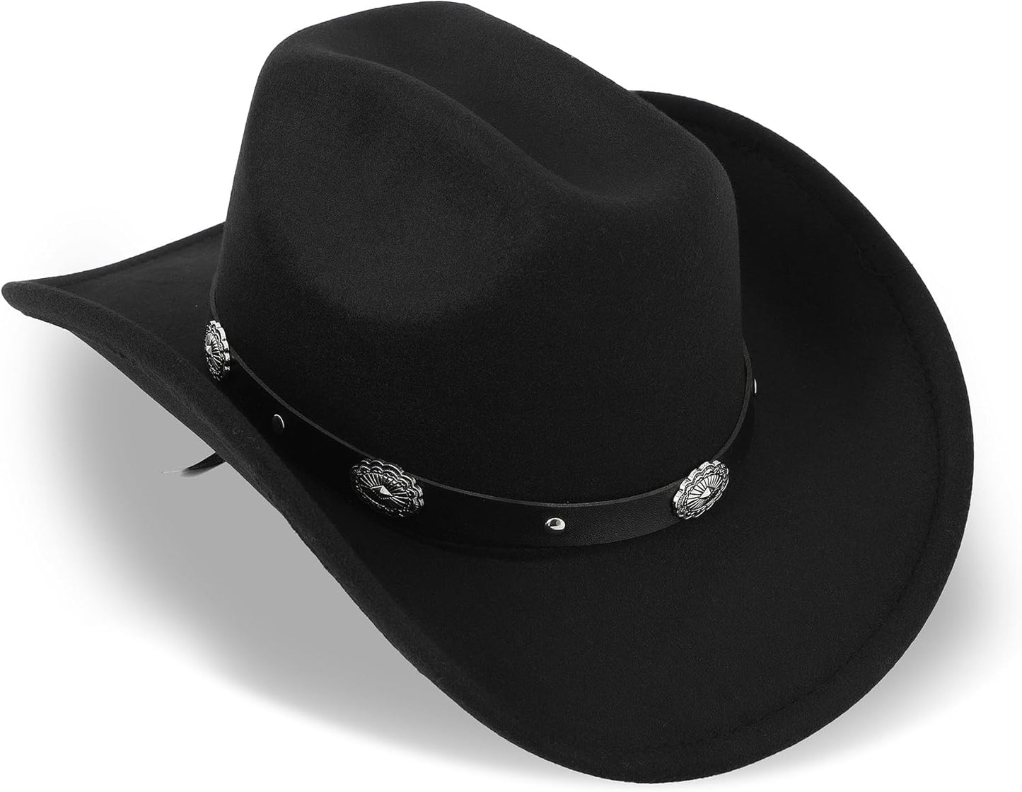 Glitter Silver Black Cowboy Hats for Women - Western Sparkly Rhinestone Cowgirl Hat for Ladies Size M-L