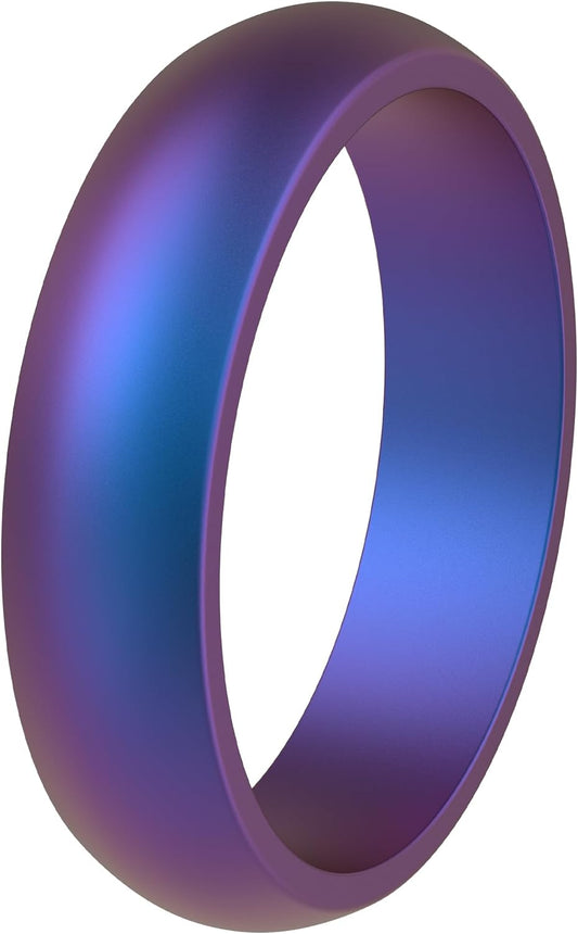 ThunderFit Silicone Wedding Bands for Women, Dome Unique Anniversary Rings 5.5mm Wide 2mm Thick - 1/2/3/4/5/6/7/8/12 Variety Multipack