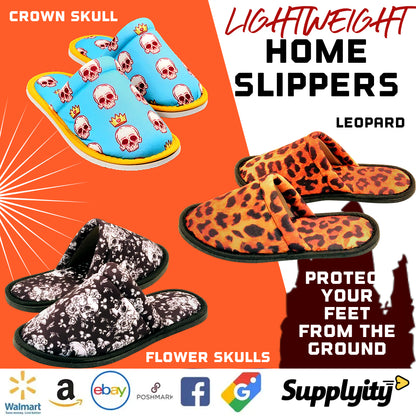 Chochili Men Crown Home Slippers Black Gold Lightweight Silent Walk Size 8 to 10