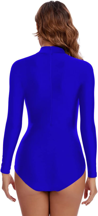 Adult Turtleneck Long Sleeve Dance Leotard for Women Bodysuit Costume