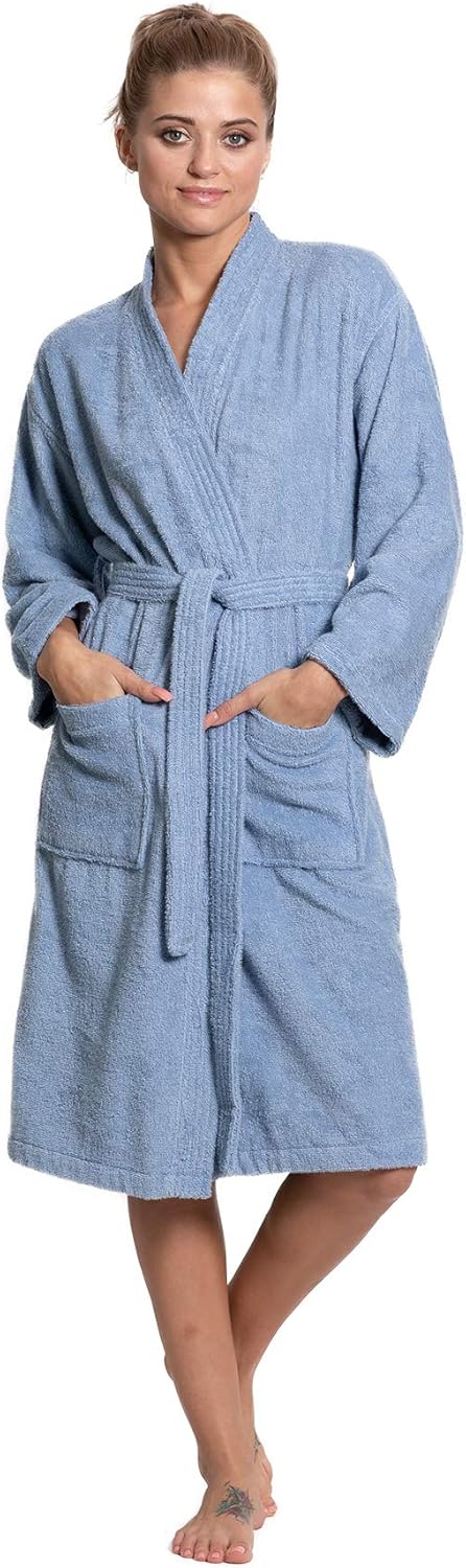 Turkuoise Soft & Absorbent Towel Robe, 100% Cotton Turkish Terry Cloth Kimono Bathrobes for Women