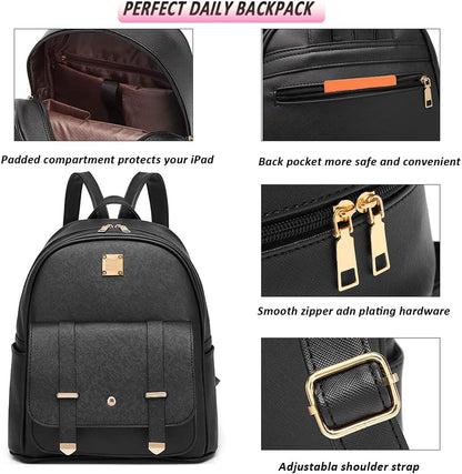 MACCINELO Cute Leather Mini Backpack Purse for Women Bowknot Small Backpack for Girls gift Rucksack Ladies Shoulder Bag 3pcs