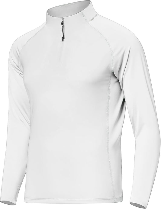 Men's Running Shirt Long Sleeve Performance Quarter Zip Pullover Quick Dry Golf Workout Athletic Shirts UPF 50+