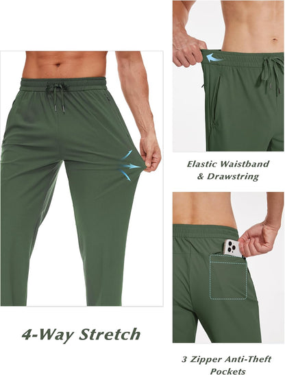 SEVEGO Men's 31"/33"/35"/37" Tall Inseam Joggers Lightweight Sweatpants 3 Zipper Pocket Tapered Athletic Workout Gym Pant