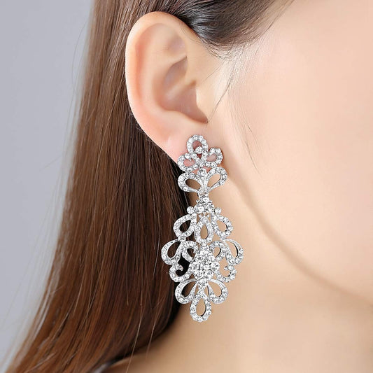 mecresh Wedding Teardrop Dangle Earrings Crystal Rhinestone Beaded Chandelier Earrings for Brides Gold