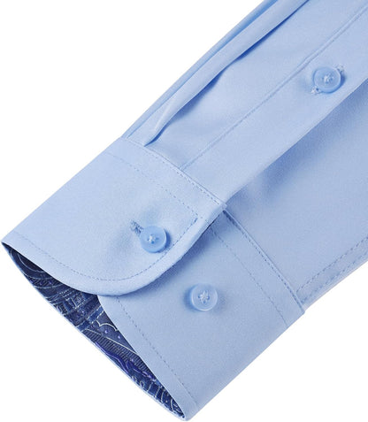 Mens Dress Shirts Long Sleeve Dress Shirts for Men Inner Contrast Button Down Casual Shirts for Men Big and Tall