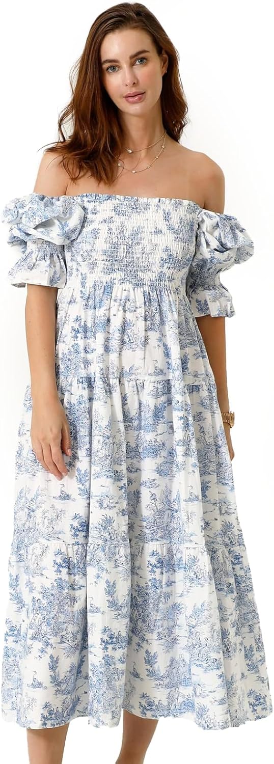 NOTHING FITS BUT Women’s Cotton Linen Kiko Pregnancy Maternity Dress, Casual Floral Maxi Maternity Gown for Baby Shower
