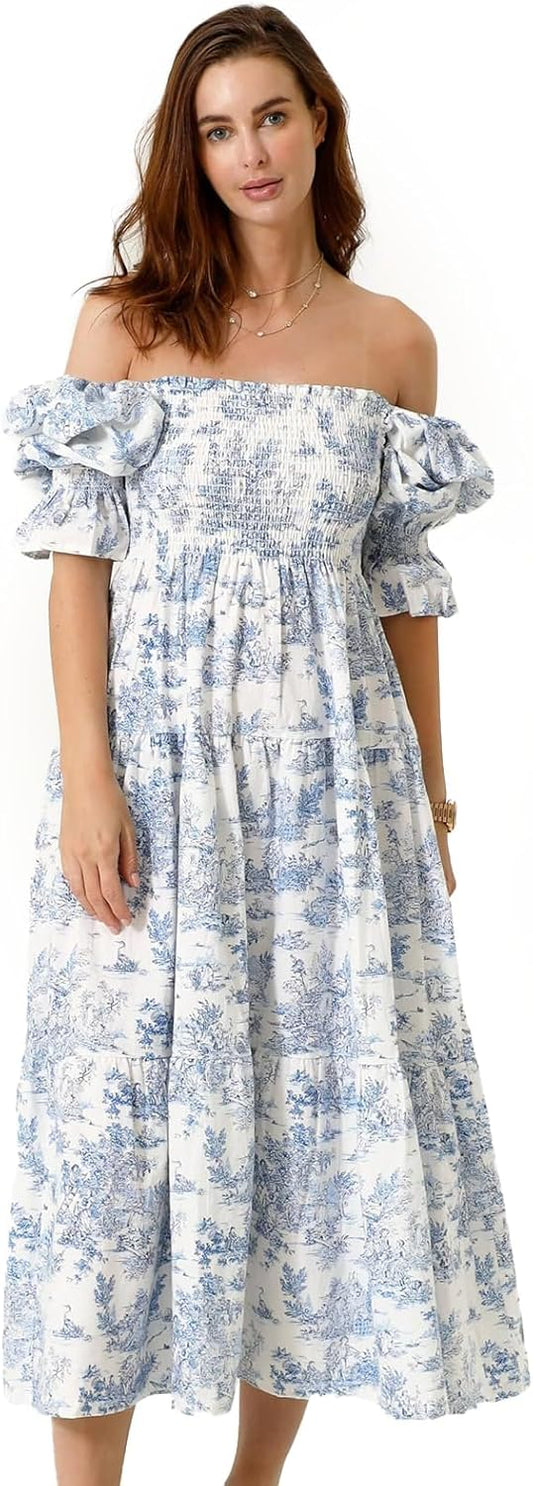 NOTHING FITS BUT Women’s Cotton Linen Kiko Pregnancy Maternity Dress, Casual Floral Maxi Maternity Gown for Baby Shower