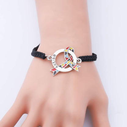 CHOORO Autism Puzzle Piece Adjustable Bracelet Gift for Autism Mom/Teacher/Autistic
