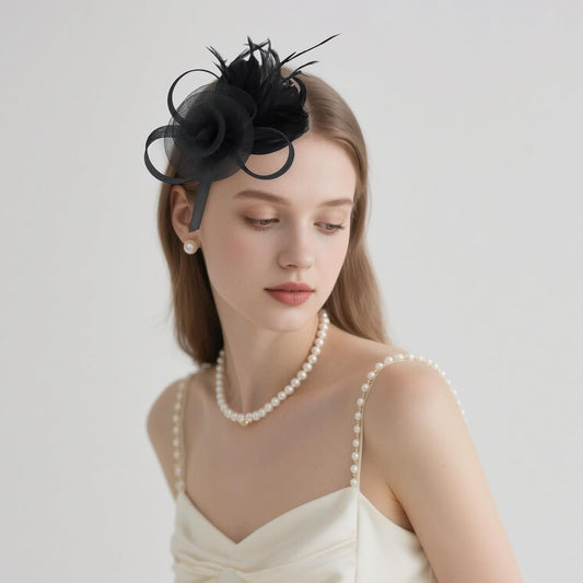 AMCAMI Fascinators Hats with Feather for Women 2025 Derby Hats Tea Party Hat with Headband and Clip