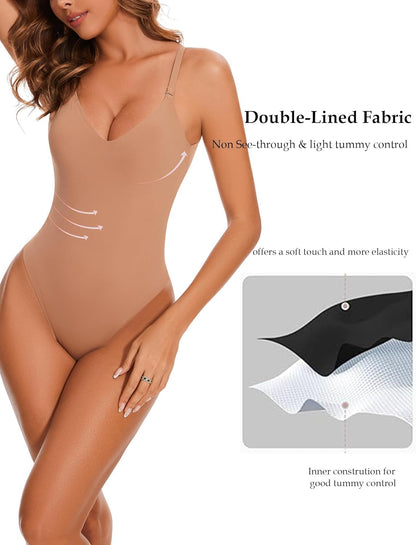 Backless Shapewear Slimming Bodysuit for Women Tummy Control Built in Bra Shaper Snatched Waist Body Suit