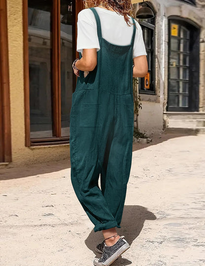 YESNO Women Long Casual Loose Bib Pants Overalls Baggy Rompers Jumpsuits with Pockets PV9