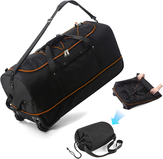 Vomgomfom Expandable from 110L to 140L 31.5" Rolling Duffle Bag with 2 Wheels,Foldable Travel Duffel Bag with Large Convertible Compartment Pocket