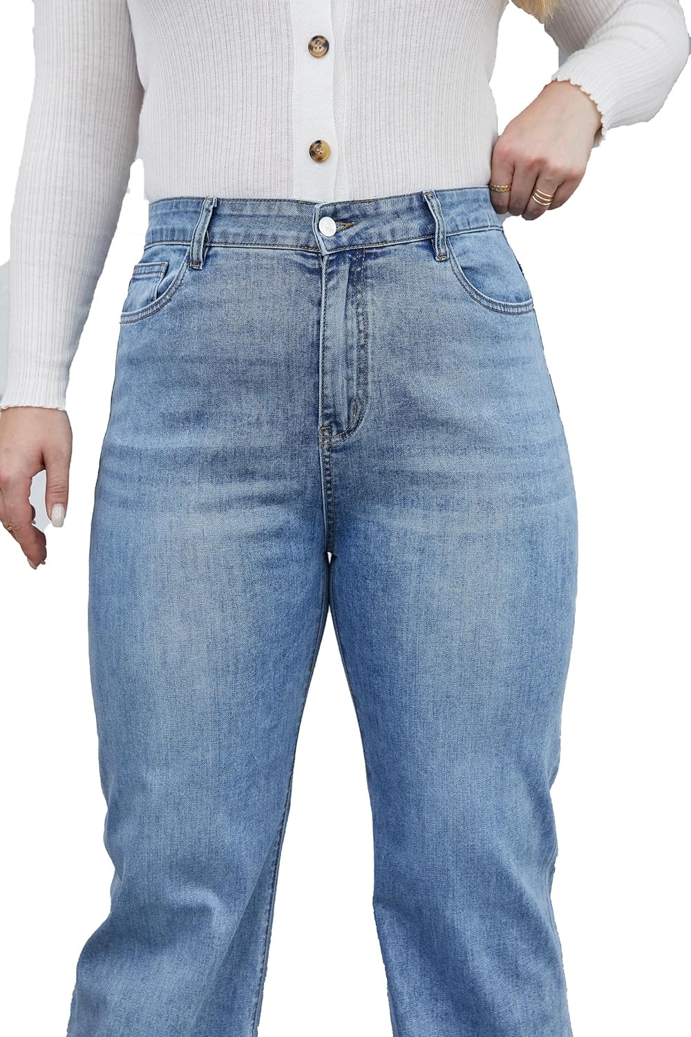 LEIJIJEANS Plus Size Baggy Jeans for Women Wide Leg Women Jeans Full Length Mom High Waist Tall Loose Wide Leg Pants