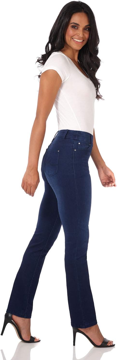 REKUCCI Women's Secret Figure Premium Lux Denim Straight Leg Pull-On Jean