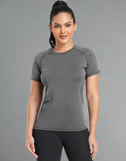 TELALEO 4 Pack Women's Compression Shirt Running Athletic T-Shirts Workout Tops Baselayer Short Sleeve Yoga Gym Sports Gear