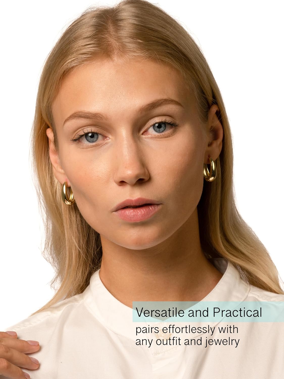 Altitude Boutique 18K Small Chunky Gold Hoops | Thick Oval Tube Earrings | Lightweight, Hypoallergenic Open Hoop Earrings For Women