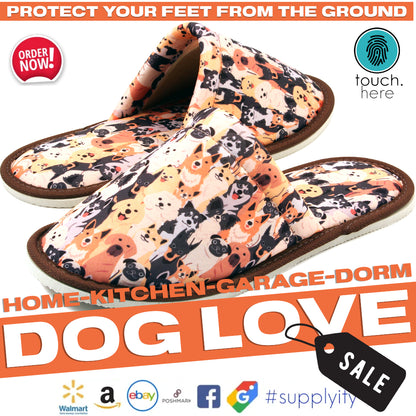 Chochili Men Brown Dog Home Slippers Brown Black Lightweight Silent Walk Size 8 to 10