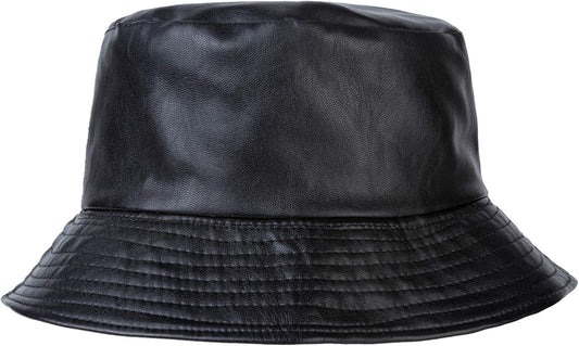 ZLYC Unisex Fashion Bucket Hat PU Leather Rain Hat Waterproof Fishmen Cap