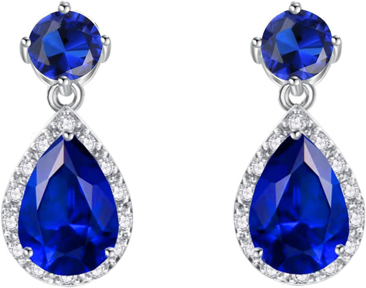 VONSSY Drop Dangle Earrings | Gemstones Waterdrop Teardrop White Gold Plated Crystal Hanging Cubic Zirconia Hypoallergenic Earrings | Stylish Jewelry Gift for Mother Daughter Wife