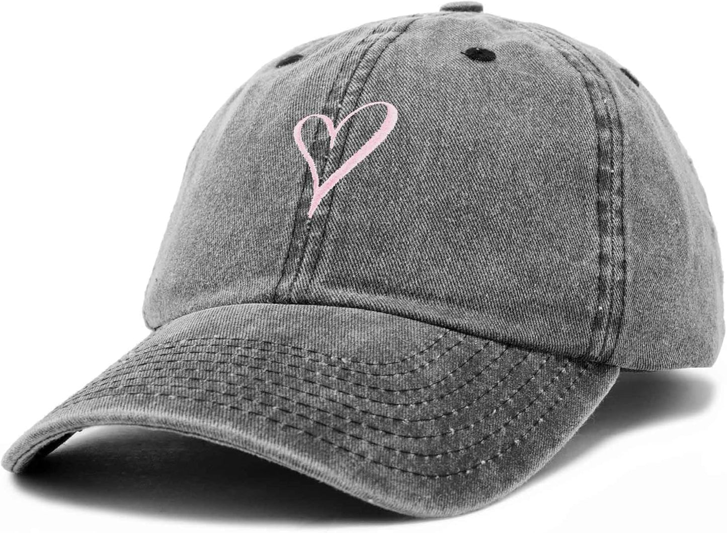 Hand Drawn Heart Hat Womens Embroidered Baseball Cap