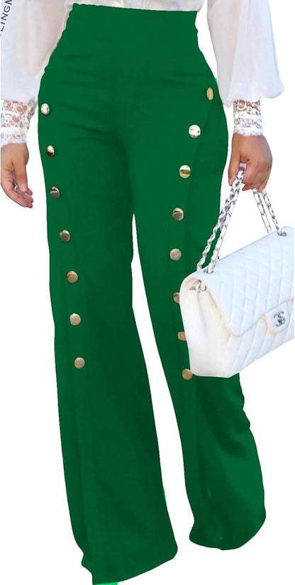 PINSV Women's High Waisted Stretchy Bootcut Pull On Dress Pants Casual Work Pants