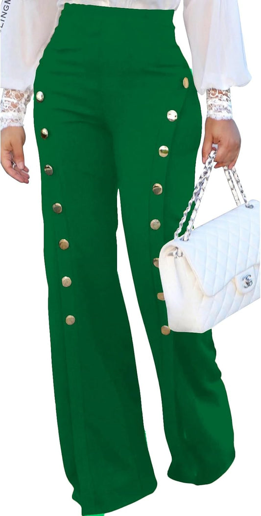 PINSV Women's High Waisted Stretchy Bootcut Pull On Dress Pants Casual Work Pants