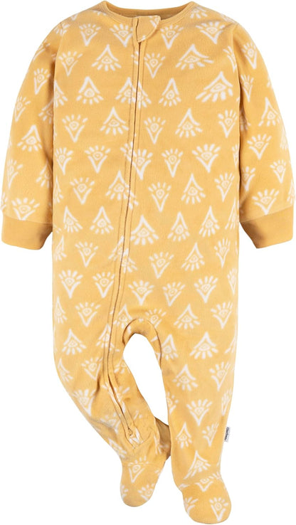 Gerber Baby Girls' Flame Resistant Fleece Footed Pajamas 3-Pack