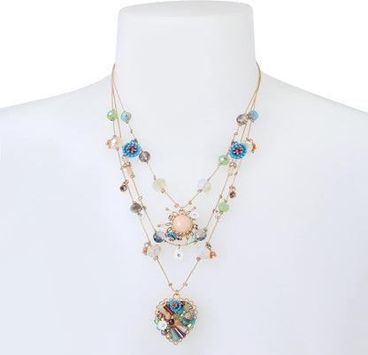 Betsey Johnson Womens Butterfly Charms Layered Necklace