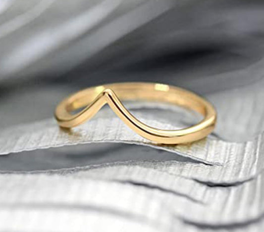 CCBFY Stainless Steel V Shaped Wedding Band Engagement Promise Ring for Women Pointed Chevron Classical Simple Plain Statement Ring